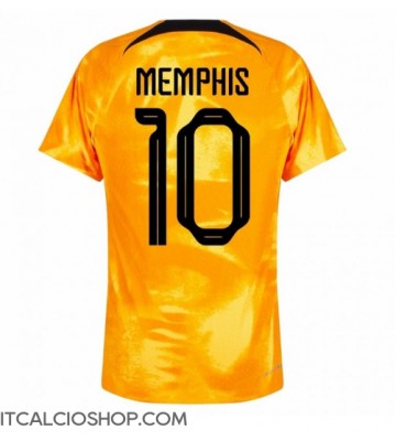 Olanda Memphis Depay #10 Prima Maglia Mondiali 2022 Manica Corta